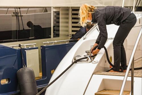 Deck hand at work